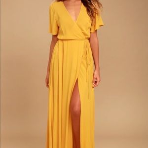 Lulu’s Mustard Yellow Wrap Around Maxi Dress